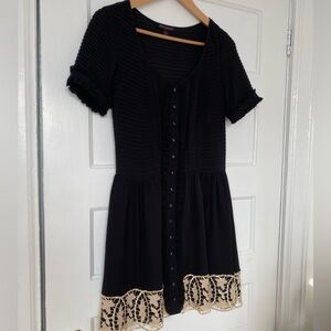 Betsey Johnson vintage silk babydoll dress with lace trim